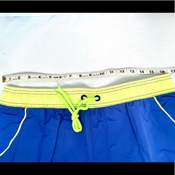 BLUE WITH LIME GREEN MENS BATHING TRUNKS LINED WITH POCKETS SIXE 2XL - Picture 4 of 4